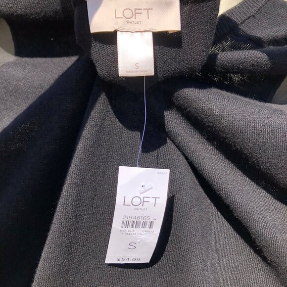 Ann Taylor NWT Black Small Sweater Top Blouse Sheer Long Sleeve Mixed Fabric - Picture 4 of 4